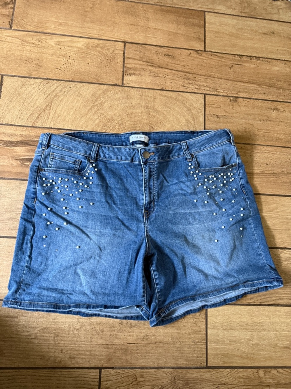 Lane Bryant Blue Denim Shorts with Stud Accents
